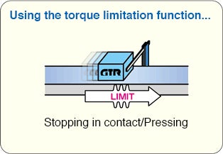 Functions of stopping by contact and pressing by contact