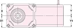 Outline drawing of the gearmotor (15W to 90W) concentric hollow/solid shaft (F2) product