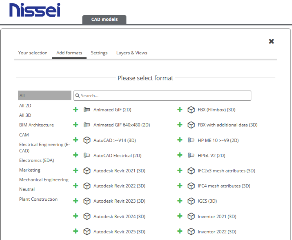Select the download format
